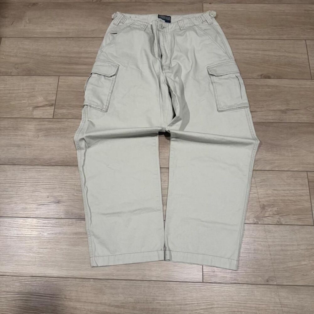 Baggy Wide Leg White "Vintage Khaki" Parachute Cargo Pants